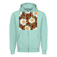 Seafoam valentines day daisy and leopard seamless pattern Zipper Hoodie - BundleAndBundleShop