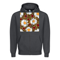 Smoke valentines day daisy and leopard seamless pattern Zipper Hoodie - BundleAndBundleShop