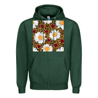 Sports Green valentines day daisy and leopard seamless pattern Zipper Hoodie - BundleAndBundleShop