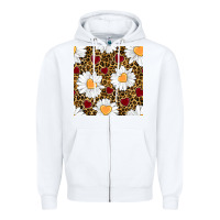 White valentines day daisy and leopard seamless pattern Zipper Hoodie - BundleAndBundleShop
