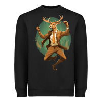 Black happy deer Heavyweight Sweatshirt - Unal Design
