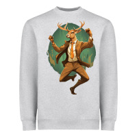 Heather Grey happy deer Heavyweight Sweatshirt - Unal Design