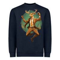 Navy happy deer Heavyweight Sweatshirt - Unal Design