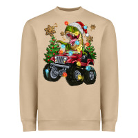 Mushroom Christmas T-rex With Monster Truck Heavyweight Sweatshirt - MaliasSmallBusiness