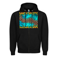 Black leopard turquoise sunflower Zipper Hoodie - JahusDesignShop