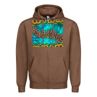 Chestnut leopard turquoise sunflower Zipper Hoodie - JahusDesignShop