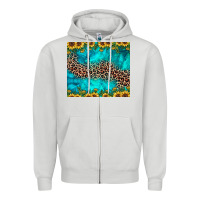 Leopard Turquoise Sunflower Zipper Hoodie | Teevron