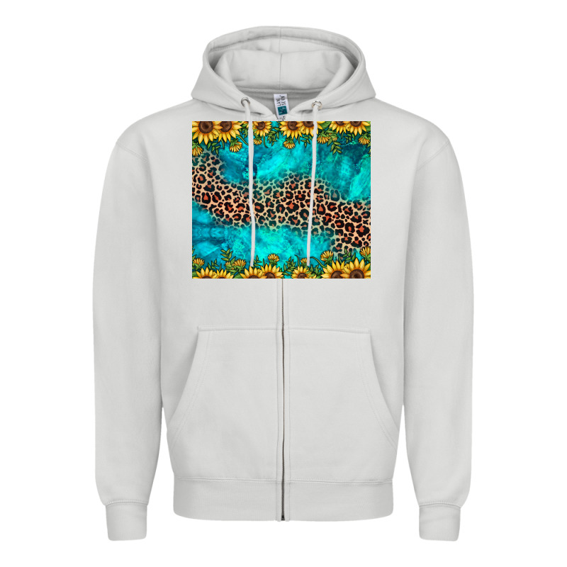 Leopard Turquoise Sunflower Zipper Hoodie by JahusDesignShop | Teevron