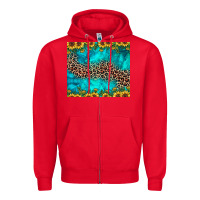 Red leopard turquoise sunflower Zipper Hoodie - JahusDesignShop