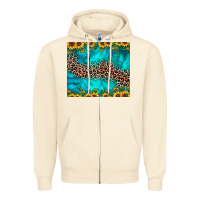 Sandshell leopard turquoise sunflower Zipper Hoodie - JahusDesignShop