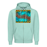 Seafoam leopard turquoise sunflower Zipper Hoodie - JahusDesignShop