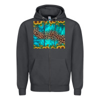 Smoke leopard turquoise sunflower Zipper Hoodie - JahusDesignShop