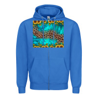 True Royal leopard turquoise sunflower Zipper Hoodie - JahusDesignShop