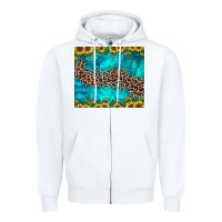 White leopard turquoise sunflower Zipper Hoodie - JahusDesignShop