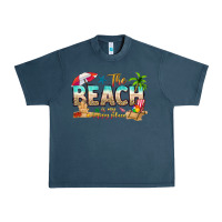 Midnight Navy the beach is my happy place Urban Heavy Tee - texasbilliewilder