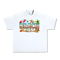 White the beach is my happy place Urban Heavy Tee - texasbilliewilder