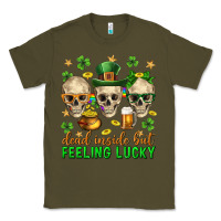 Army Green Dead inside but feeling lucky st. patricks day Classic Tee - Neo Western