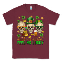 Burgundy Dead inside but feeling lucky st. patricks day Classic Tee - Neo Western
