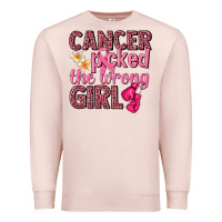 Pale Pink cancer picked the wrong girl Premium Sweatshirt - NancyCooperArtShop