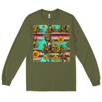 Army Green sunflowers donkey seamless pattern Long Sleeve Tee - HRA Design Shop