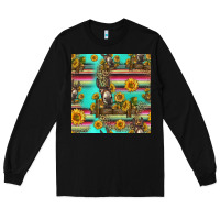 Sunflowers Donkey Seamless Pattern Long Sleeve Tee | Teevron