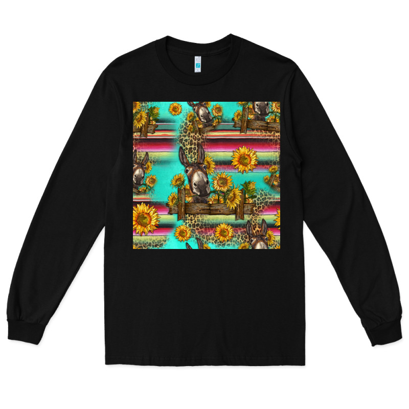 Sunflowers Donkey Seamless Pattern Long Sleeve Tee by HRA Design Shop | Teevron