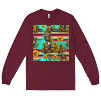 Burgundy sunflowers donkey seamless pattern Long Sleeve Tee - HRA Design Shop