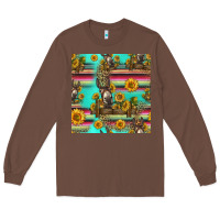 Chestnut sunflowers donkey seamless pattern Long Sleeve Tee - HRA Design Shop