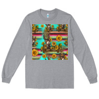 Heather Grey sunflowers donkey seamless pattern Long Sleeve Tee - HRA Design Shop