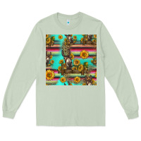 Matcha sunflowers donkey seamless pattern Long Sleeve Tee - HRA Design Shop