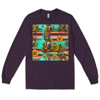 Plum sunflowers donkey seamless pattern Long Sleeve Tee - HRA Design Shop