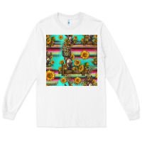White sunflowers donkey seamless pattern Long Sleeve Tee - HRA Design Shop