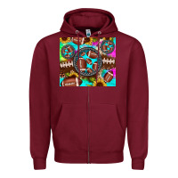 Burgundy football tie dye gemstone sunflower Zipper Hoodie - JahusDesignShop