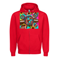 Red football tie dye gemstone sunflower Zipper Hoodie - JahusDesignShop