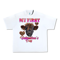 White my first valentine's day highland calf Urban Heavy Tee - RanaPortraitStore