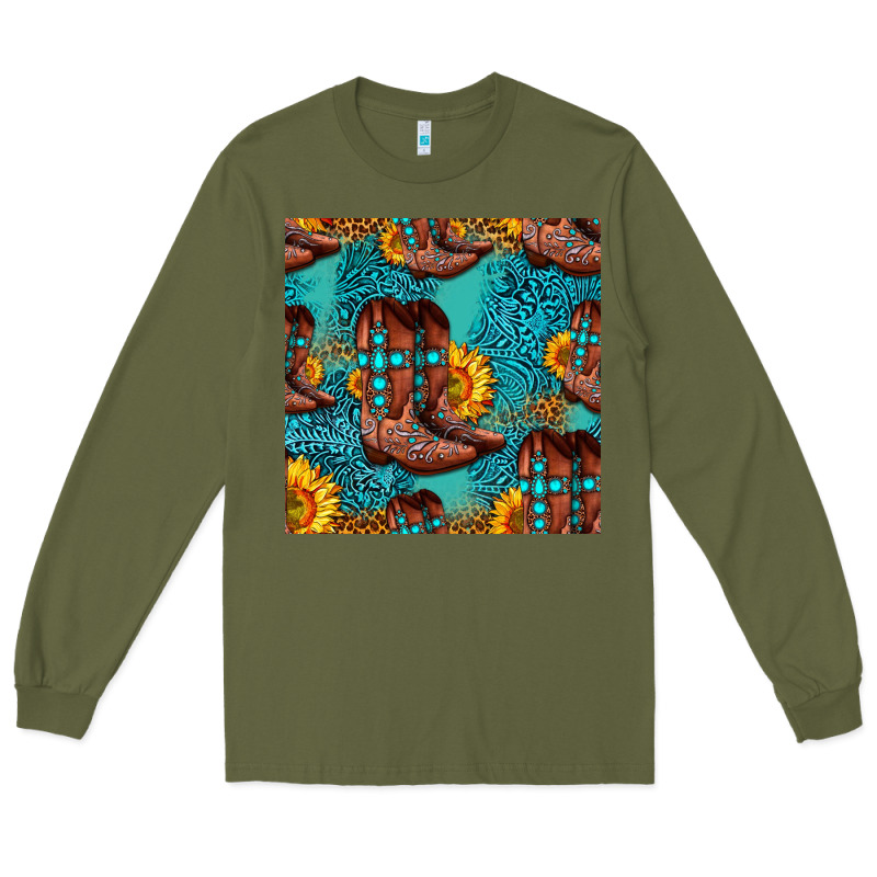 Western Boots Seamless Pattern Long Sleeve Tee by HRA Design Shop | Teevron