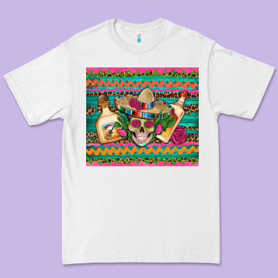 Mexican Tequila Skull Roses Cactus Sombrero Premium Tee Designed By Artiststas
