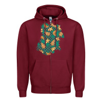 Burgundy christmas gingerbread cookies patch Zipper Hoodie - BundleAndBundleShop