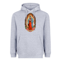 Heather Grey our lady of guadalupe leopard and roses Heavyweight Hoodie - BarkalooDesign