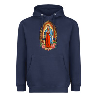 Navy our lady of guadalupe leopard and roses Heavyweight Hoodie - BarkalooDesign