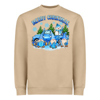 Mushroom merry christmas snowman gnomes truck Heavyweight Sweatshirt - MaliasSmallBusiness