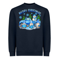 Navy merry christmas snowman gnomes truck Heavyweight Sweatshirt - MaliasSmallBusiness