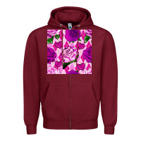 Burgundy valentines day roses and diamond plaid seamless pattern Zipper Hoodie - BundleAndBundleShop