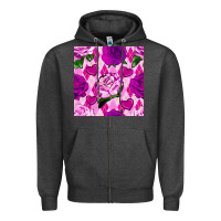 Charcoal Heather valentines day roses and diamond plaid seamless pattern Zipper Hoodie - BundleAndBundleShop