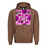 Chestnut valentines day roses and diamond plaid seamless pattern Zipper Hoodie - BundleAndBundleShop