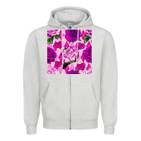 Dove Grey valentines day roses and diamond plaid seamless pattern Zipper Hoodie - BundleAndBundleShop