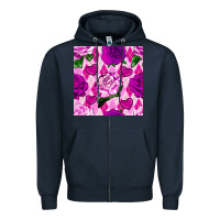 Navy valentines day roses and diamond plaid seamless pattern Zipper Hoodie - BundleAndBundleShop