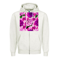 Oatmeal Heather valentines day roses and diamond plaid seamless pattern Zipper Hoodie - BundleAndBundleShop