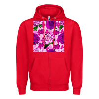 Red valentines day roses and diamond plaid seamless pattern Zipper Hoodie - BundleAndBundleShop