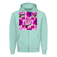 Seafoam valentines day roses and diamond plaid seamless pattern Zipper Hoodie - BundleAndBundleShop